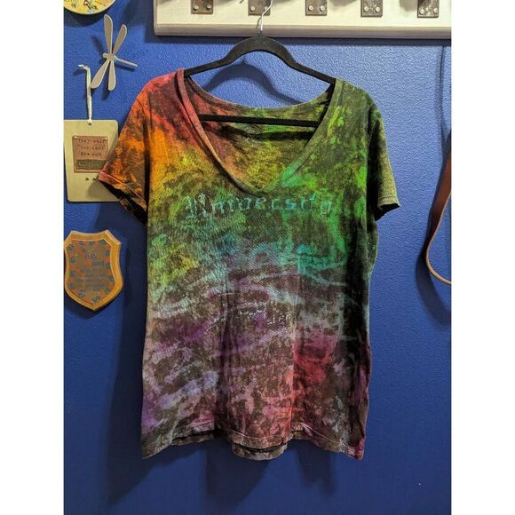 American Eagle Tie Dyed V-Neck Tee - Picture 1 of 4